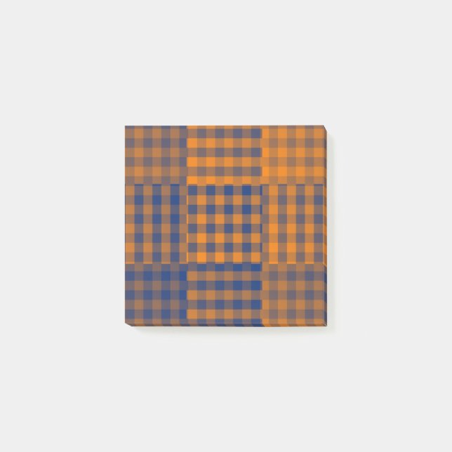 Orange Purple Checker Patchwork Pattern Post-it Notes (Front)