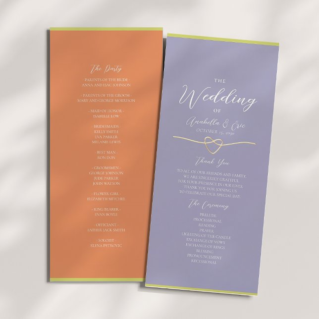Orange Purple Citrus Green Wedding Program (Creator Uploaded)