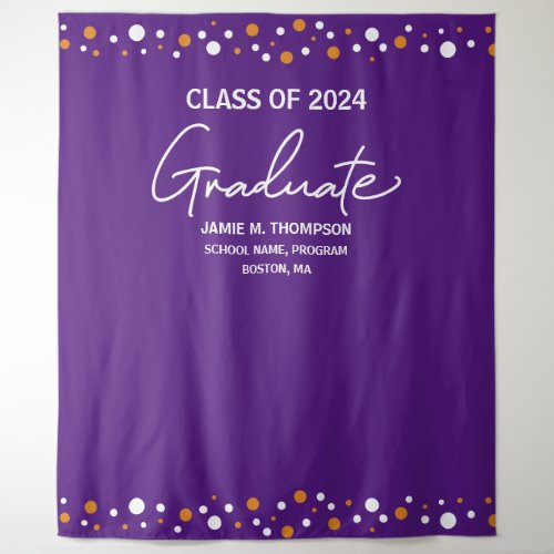 Orange Purple Class of 2024 backdrop graduation