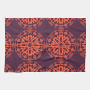 Orange purple cool, unique, trendy flower abstract kitchen towel