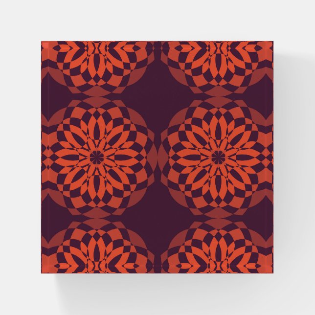 Orange purple cool, unique, trendy flower abstract paperweight (Front)