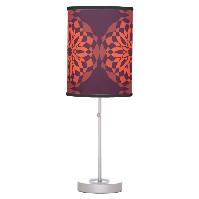 Orange purple cool, unique, trendy flower abstract table lamp (Front)