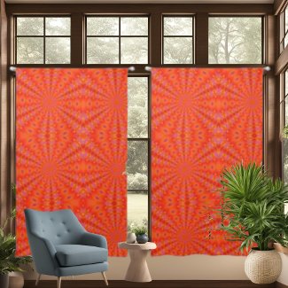 Orange Purple Diamond Pattern Drapes Curtains