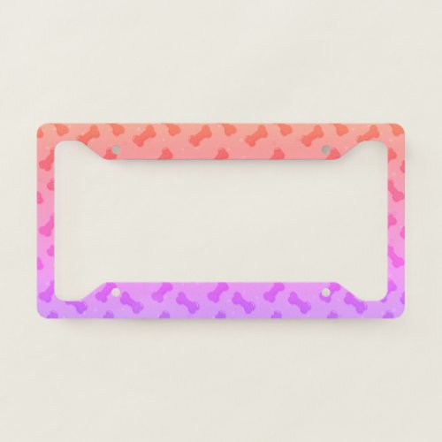 Orange Purple Doggie Bones License Plate Frame