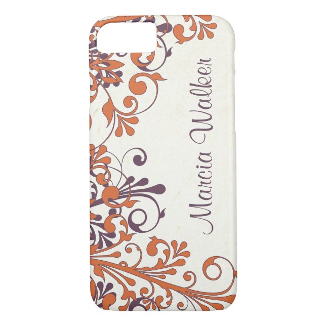 Orange Purple Floral Personalized Case-Mate iPhone Case (Back)