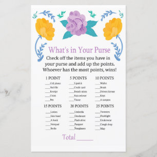Orange Purple Flowers What's in your purse game