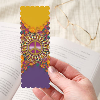 Orange Purple Fractal Lace Peace Affirmation Bookmarks
