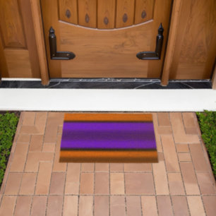 Orange & Purple Horizontal Stripes Fiber Doormat