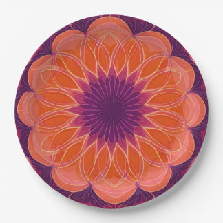 Orange Purple Kaleidoscope Paper Plates