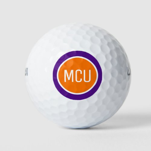 Orange Purple Monogram Initials Personalized Golf Balls
