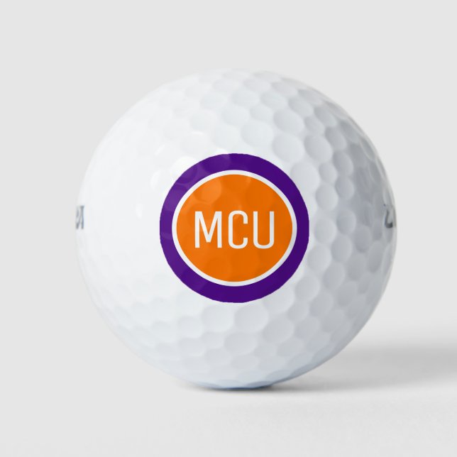 Orange Purple Monogram Initials Personalized Golf Balls (Front)
