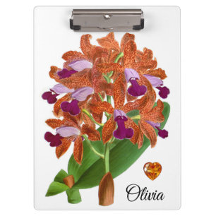 Orange Purple Orchid Flower Clipboard