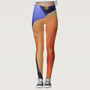 Orange & Purple Pansies, Floral Photo 81, Unique Leggings