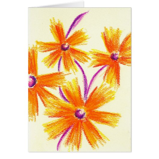 Orange Purple Pastel Flowers Cards (Front)