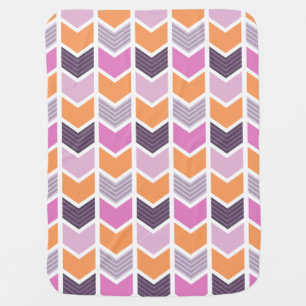 Orange Purple Pink Geometric Chevron Pattern Baby Blanket