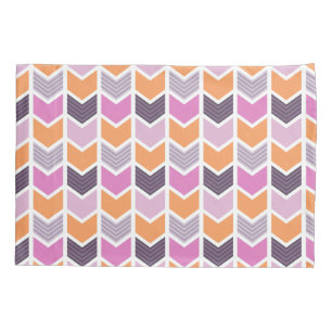Orange Purple Pink Geometric Chevron Pattern Pillow Case
