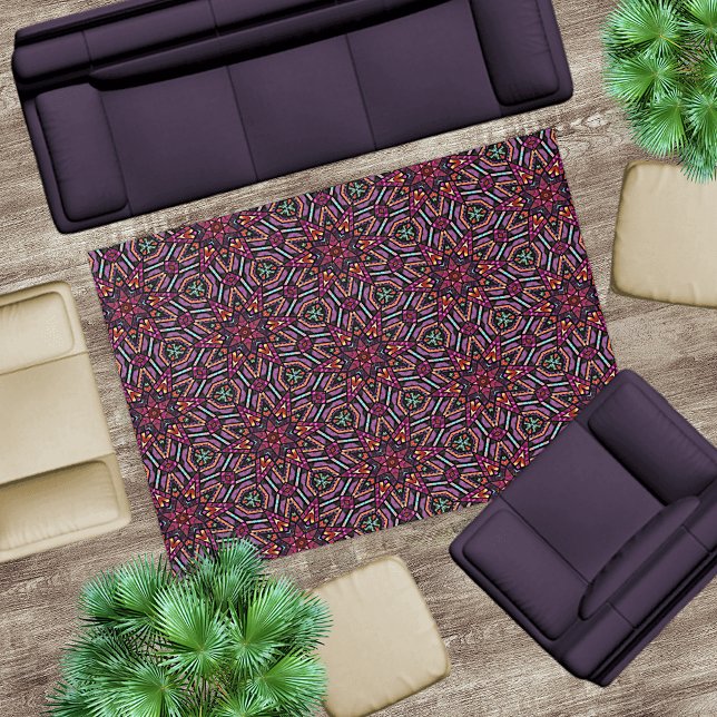 Orange Purple Pink Green Blue Mandala Tribal Art Rug (Creator Uploaded)