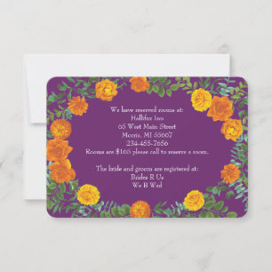 Orange & Purple Plum Peony Rose Information Invitation