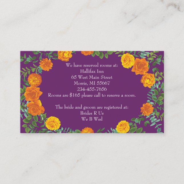 Orange & Purple Plum Peony Rose Wedding Enclosure (Front)
