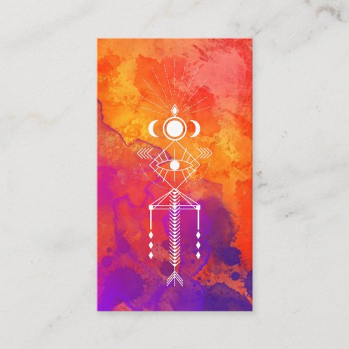  Orange Purple Reiki Tribal Aztec Primal Business Card