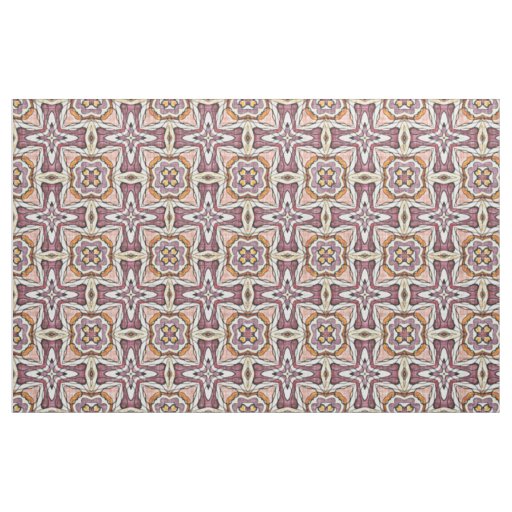 Orange Purple Retro Chic Nouveau Deco Pattern Fabric