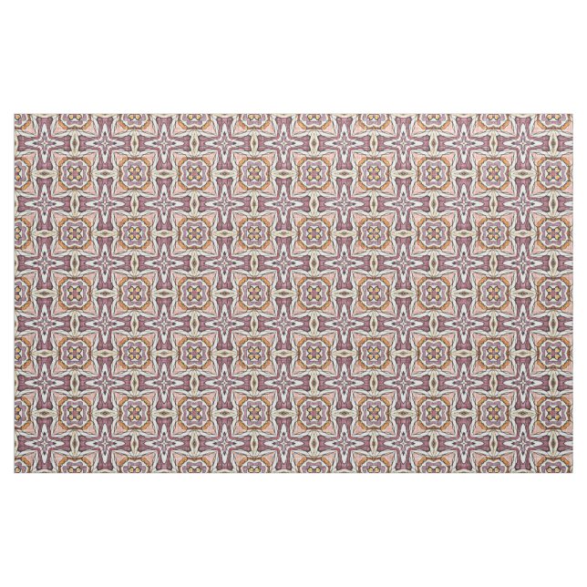 Orange Purple Retro Chic Nouveau Deco Pattern Fabric (Fat Quarter)