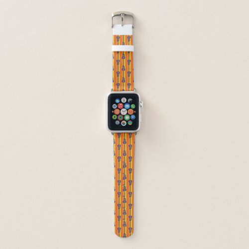 Orange  Purple Retro Lacrosse Sticks and Stripes Apple Watch Band