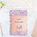 Orange purple rose gold violet glitter script 2025 planner<br><div class="desc">An orange and rose gold gradient background. Decorated with rose gold and violet,  lavender colored faux glitter sparkles. Personalize and add a title and a name. The name is written with a modern script,  signature look.</div>