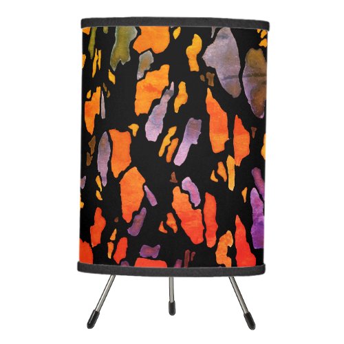 Orange  Purple Stain Glass Autumn Artsy Tripod Lamp