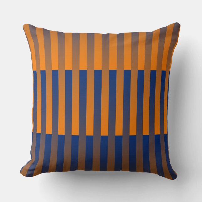 Orange Purple Striped Pattern Throw Pillow (Front)