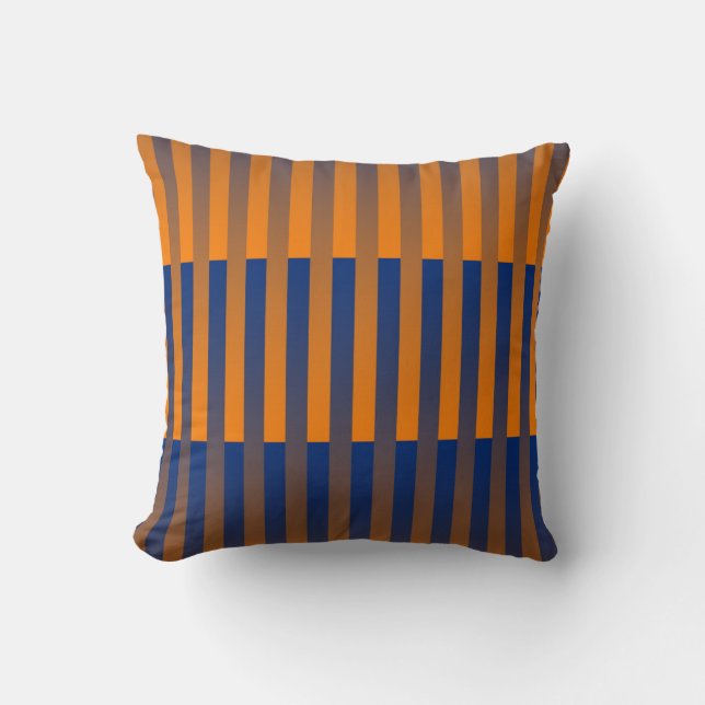 Orange Purple Striped Pattern Throw Pillow (Front)