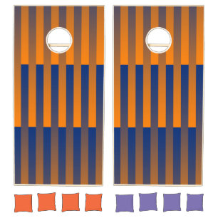 Orange Purple Stripes Pattern Cornhole Set
