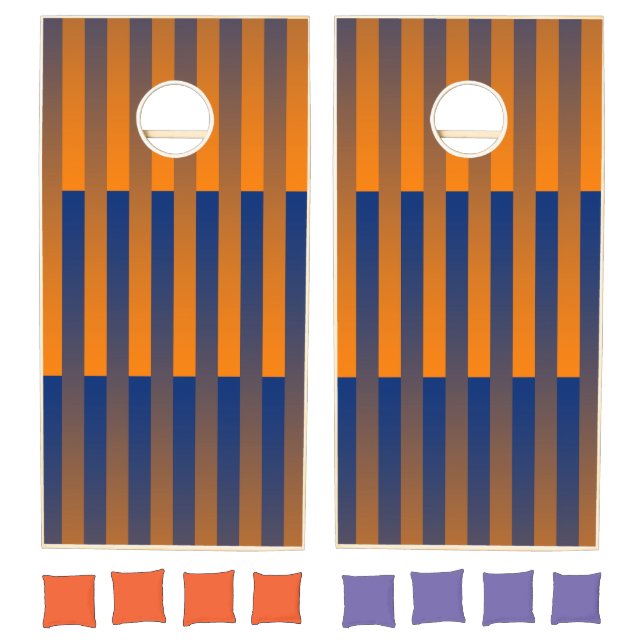 Orange Purple Stripes Pattern Cornhole Set (Set)