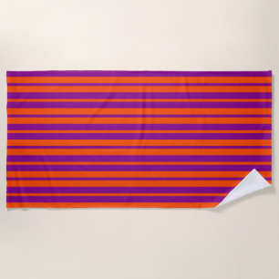 Orange Purple Stylish Stripes Pattern Design  Beach Towel