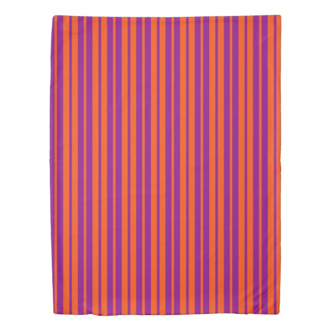 Orange Purple Stylish Stripes Pattern Design  Duvet Cover (Front)
