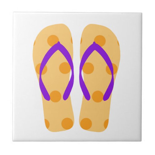 Orange Purple Summer Beach Flip Flops Ceramic Tile