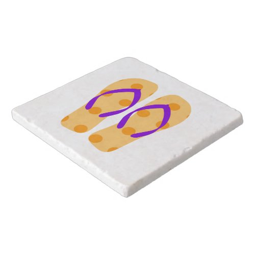 Orange Purple Summer Beach Flip Flops Trivet