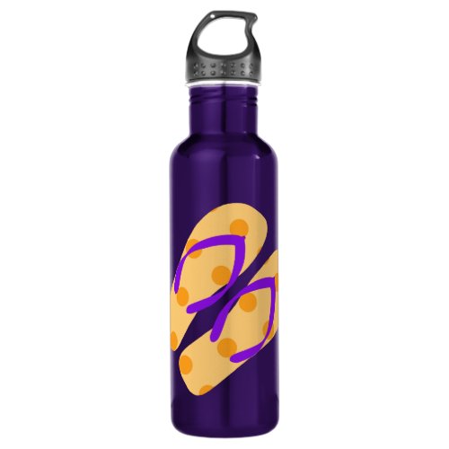 Orange Purple Summer Beach Theme Flip Flops Water Bottle