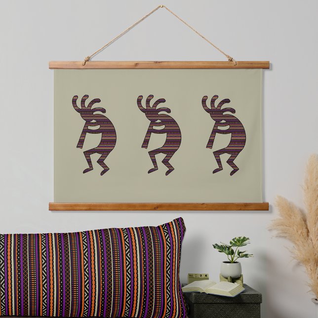 Orange Purple Tan Black Southwest Kokopelli Hanging Tapestry (Creator Uploaded)