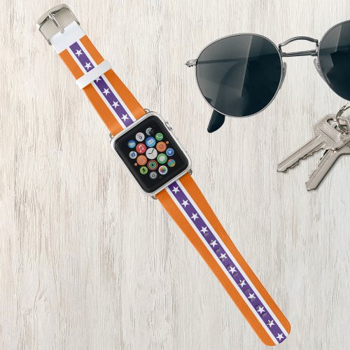 Orange Purple  White Stars and Stripes  Apple Watch Band