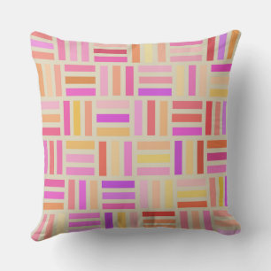 orange, purple, yellow and pink Geometric Throw Pillow