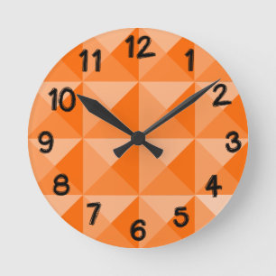 Orange Pyramids Round Clock