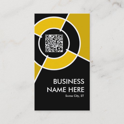 Customizable orange QR code and logo target Business Card Templates