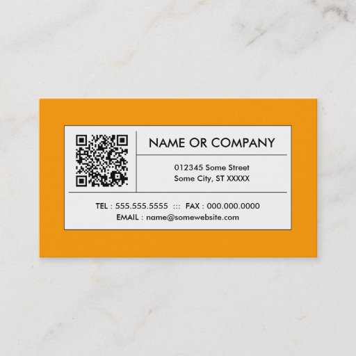 Customizable orange QR code Business Cards