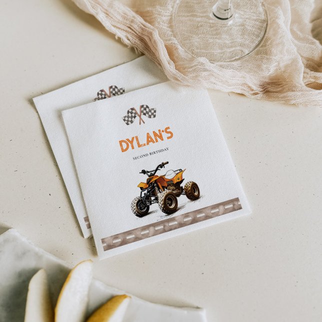 Orange Quad Bike Birthday Invitation  Napkins (Creator Uploaded)