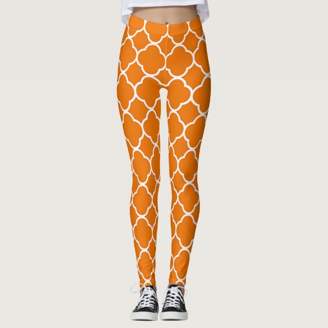 Orange Quaterfoil Leggings (Front)