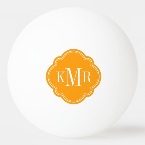 Orange Quatrefoil 3 Letter Monogram Ping Pong Ball