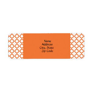 Orange Quatrefoil Pattern Label