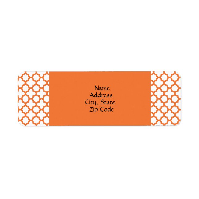 Orange Quatrefoil Pattern Label (Front)