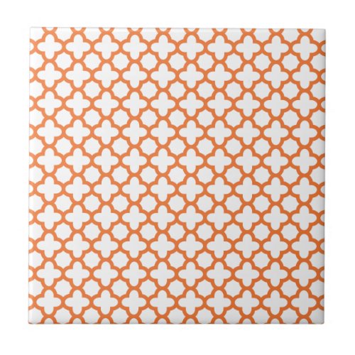 Orange Quatrefoil Pattern Tile